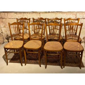 Series Of 8 Cane Chairs By Baumann