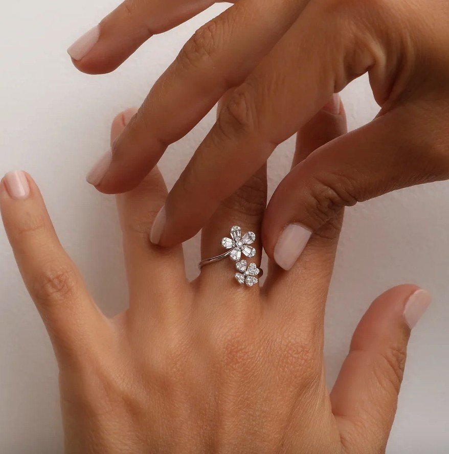 Vintage Ring Toi & Moi White Gold And Diamonds Secret Garden-photo-4