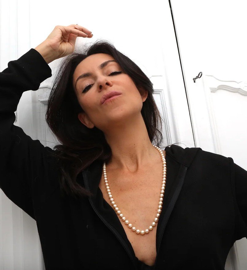 Sautoir vintage perles de culture sexy girl-photo-4