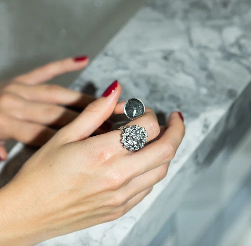 Bague vintage or gris pluie d'etoiles-photo-4