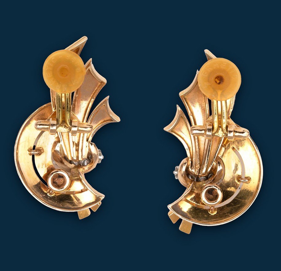 Vintage Yellow Gold Knots Of Happiness Ear Clips-photo-4
