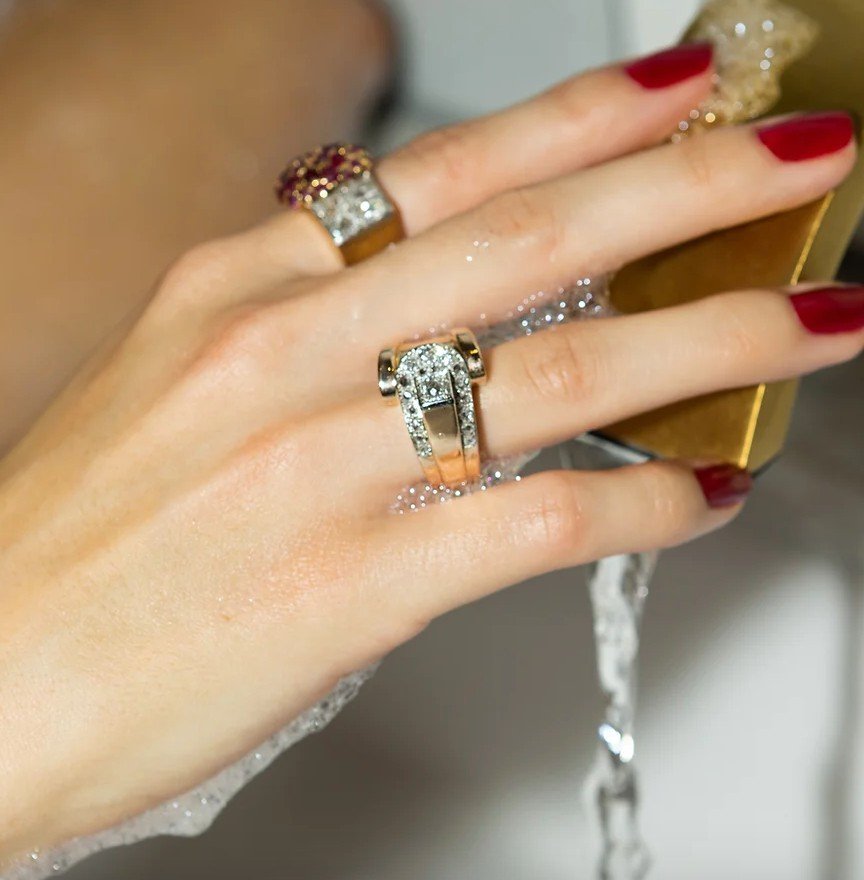 Bague vintage or jaune golden lady-photo-2