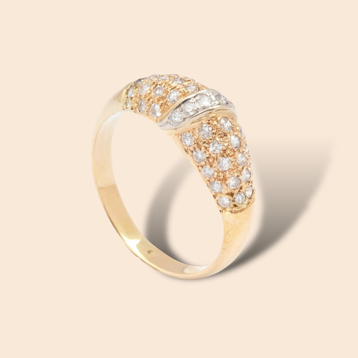  Vintage Yellow Gold And Diamond Sacred Diadem Ring ​-photo-3