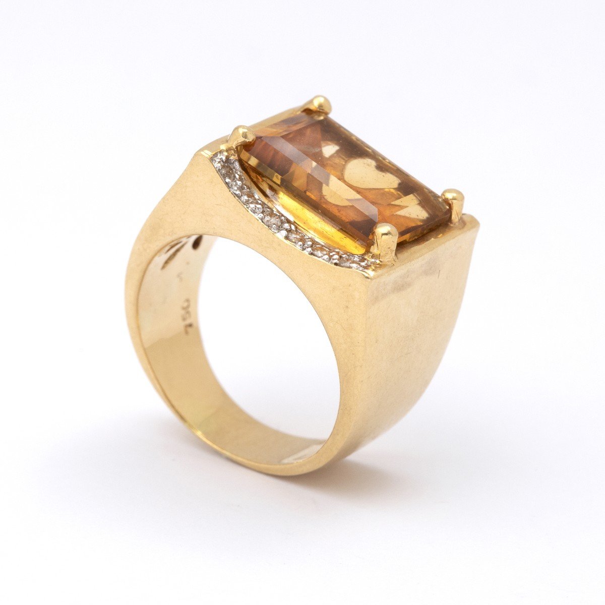 Vingage Yellow Gold And Sunbathing Citrine Ring-photo-1