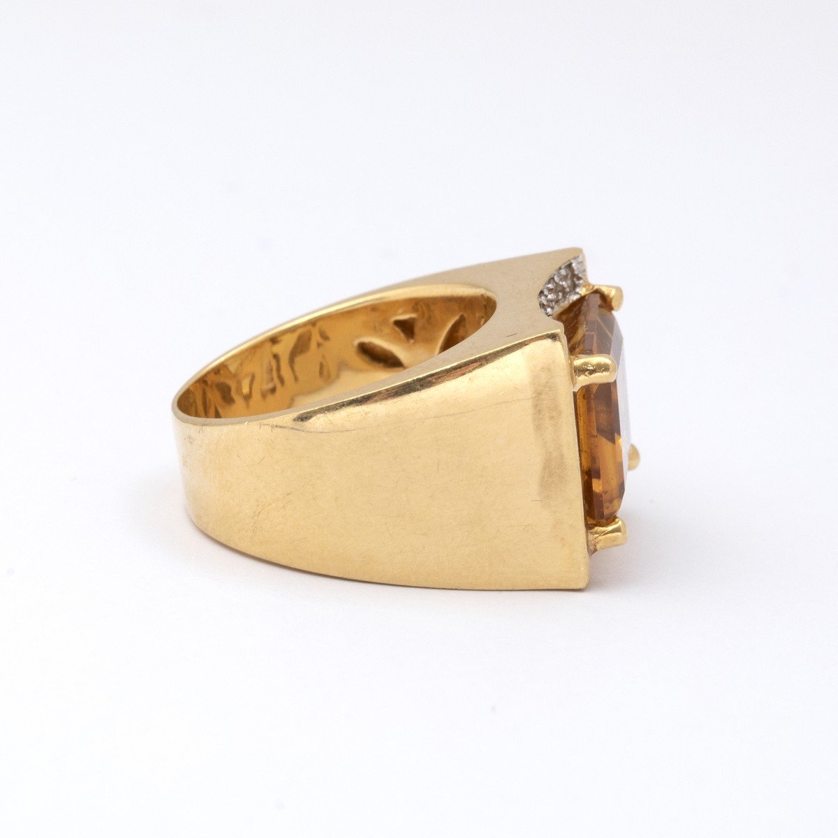 Vingage Yellow Gold And Sunbathing Citrine Ring-photo-2
