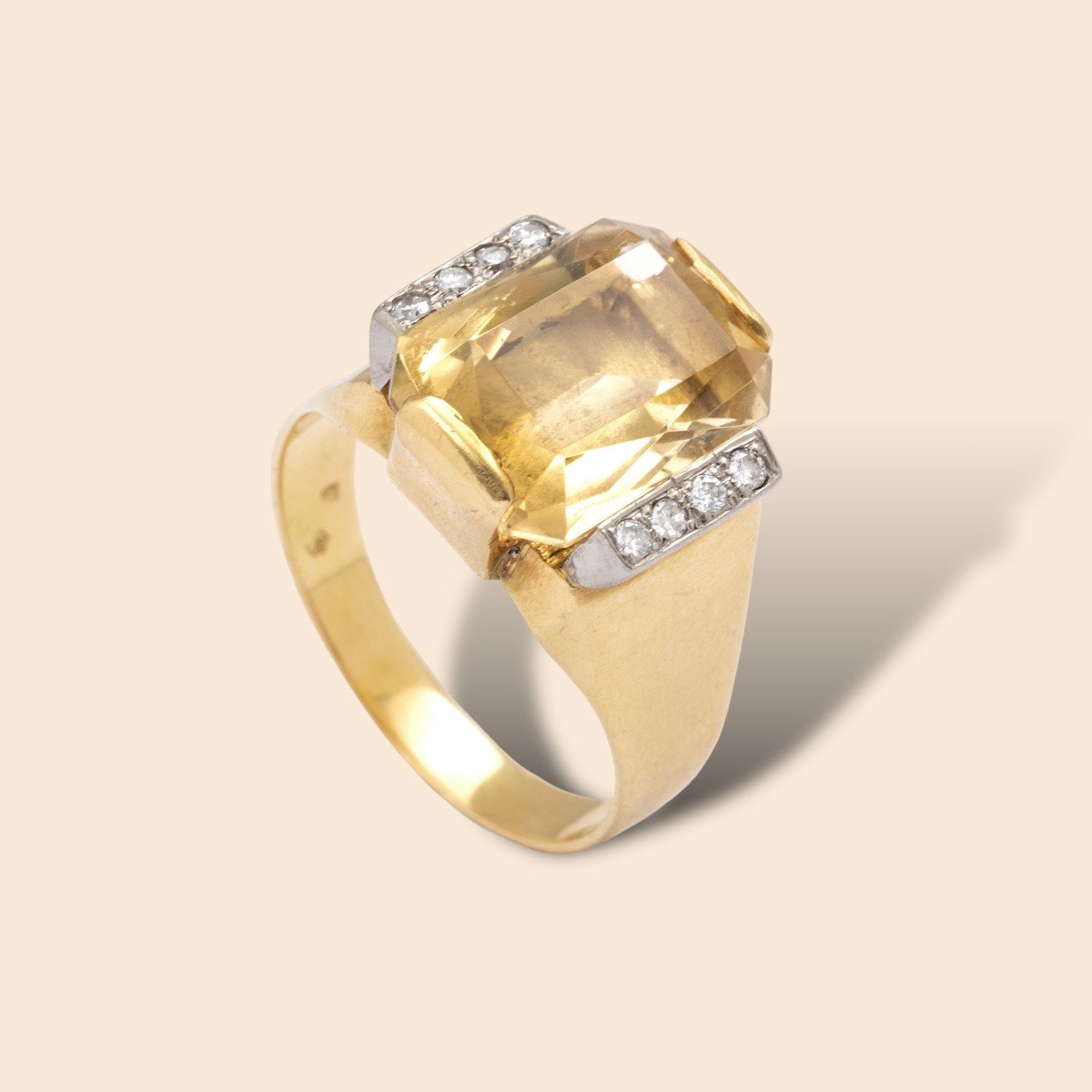 Vintage White Gold And Citrine Golden Hour Ring-photo-3