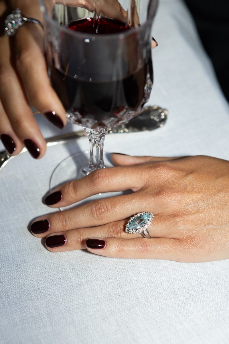 Bague vintage platine et aigue marine frozen-photo-2