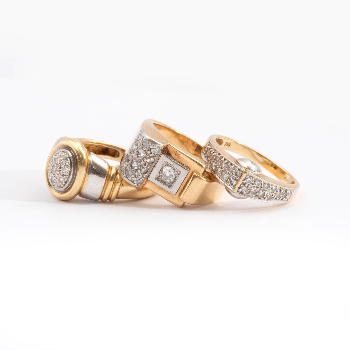 Rock Star Vintage Yellow And Gray Gold And Diamond Ring-photo-3