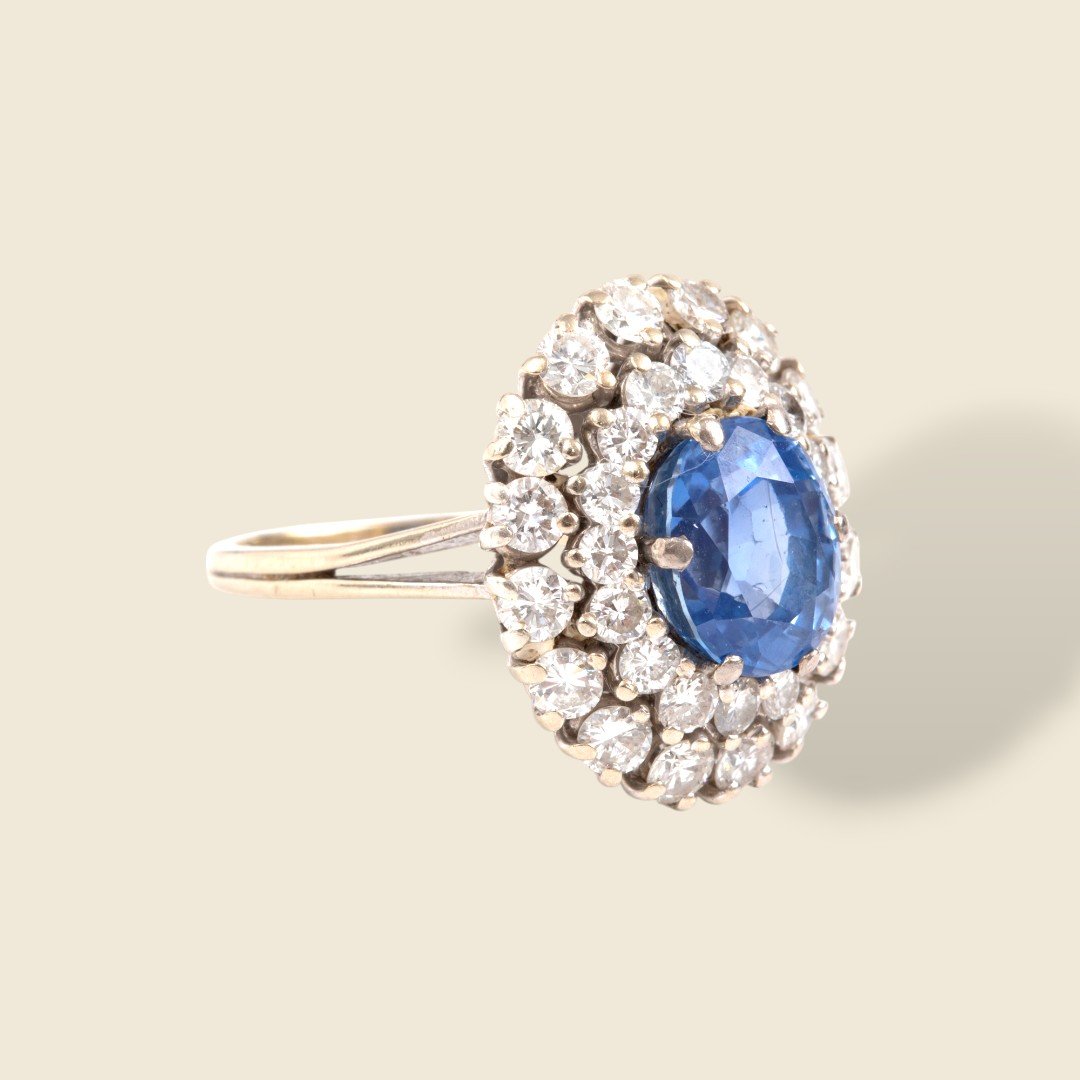 Bague fleur or gris, saphir et diamants Indigo Fever-photo-2