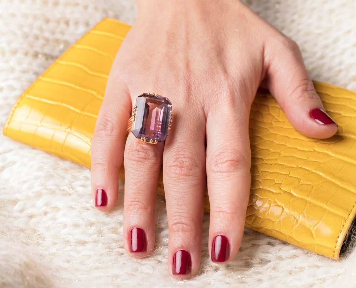Yellow Gold And Crystal Ring-photo-2