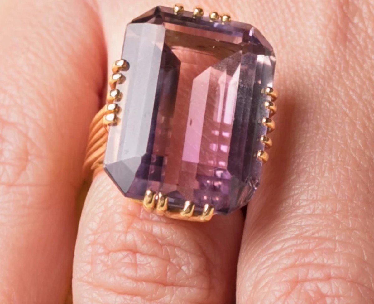 Yellow Gold And Crystal Ring-photo-3