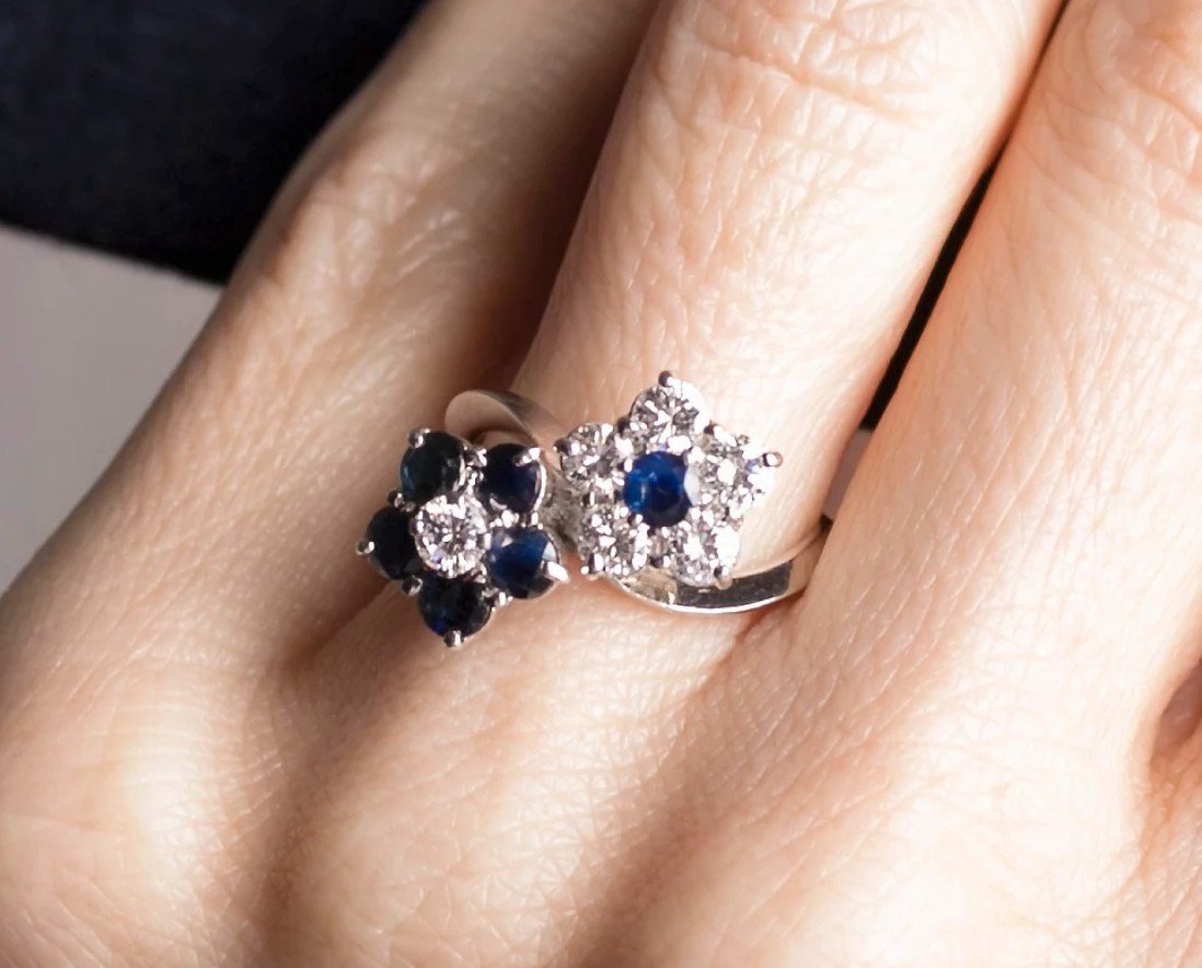 Toi Et Moi Ring White Gold, Diamonds And Sapphires Duo De Charme-photo-3