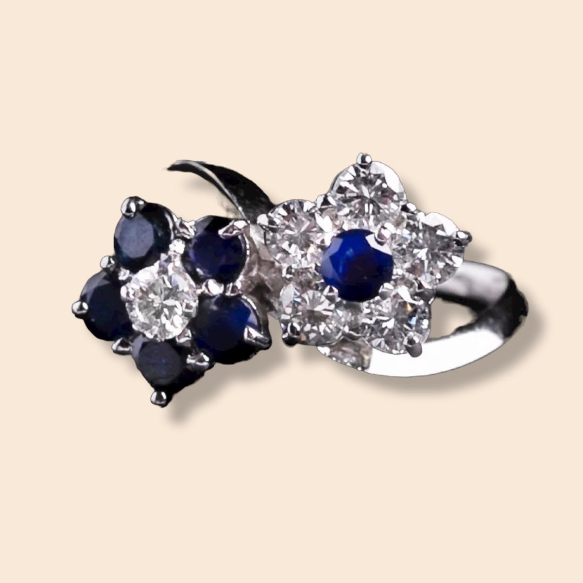 Toi Et Moi Ring White Gold, Diamonds And Sapphires Duo De Charme