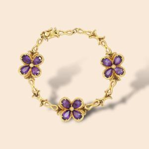 Vintage Yellow Gold And Lucky You Amethyst Bracelet