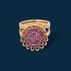 Vintage Yellow Gold And Pinky Sapphires Ring
