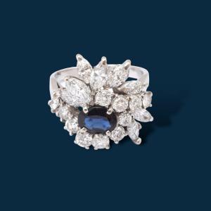 Lady Gaga Vintage White Gold, Sapphire And Diamond Ring