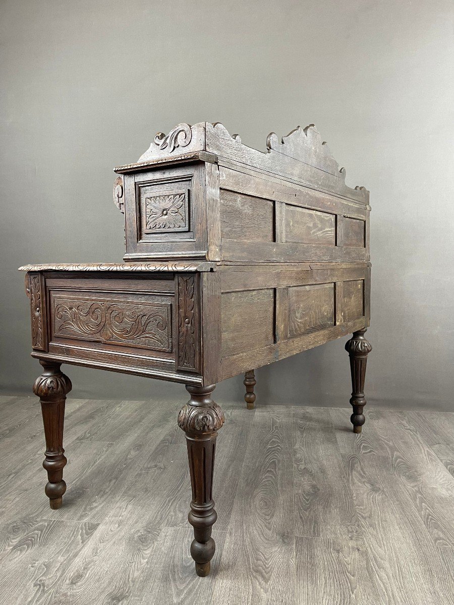 Renaissance Style Desk In Solid Oak Late 19th Century -photo-1
