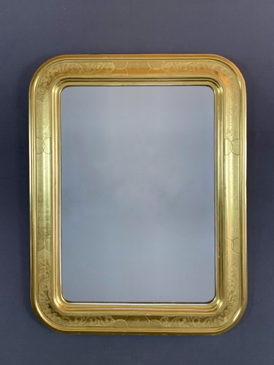 Classic Style Rectangular Golden Wood Mirror-photo-2