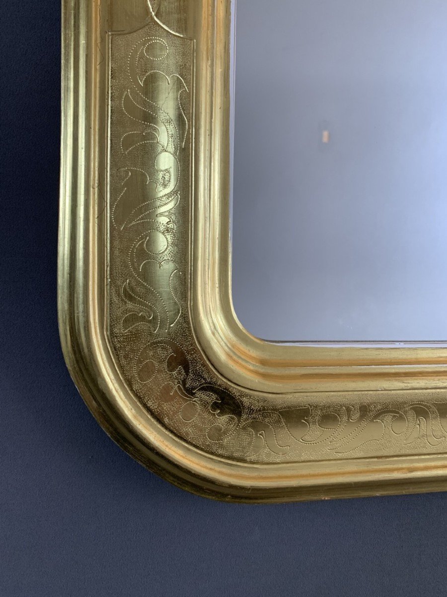 Classic Style Rectangular Golden Wood Mirror-photo-1