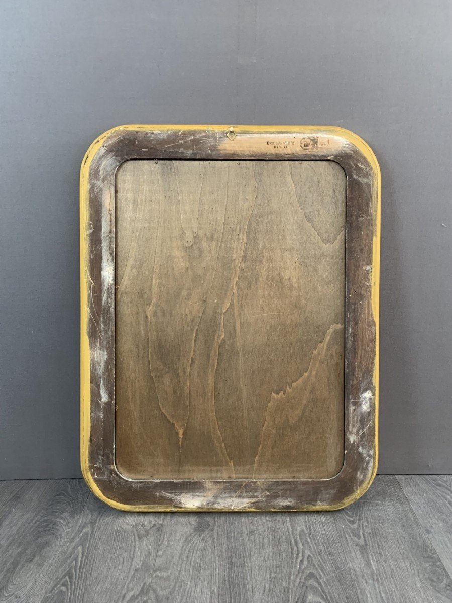 Classic Style Rectangular Golden Wood Mirror-photo-2