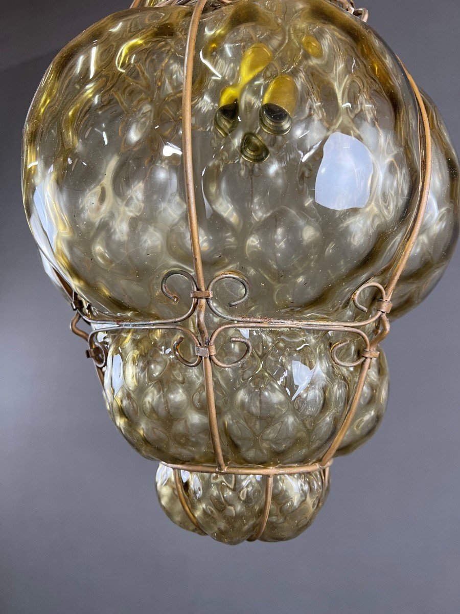 Lantern In Bronze And Murano Glass, 19th Century-photo-1