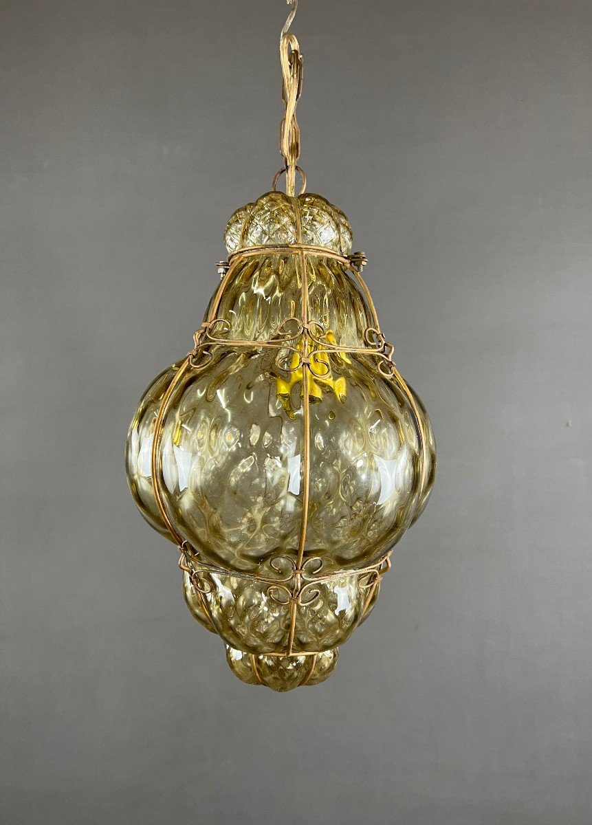 Lantern In Bronze And Murano Glass, 19th Century