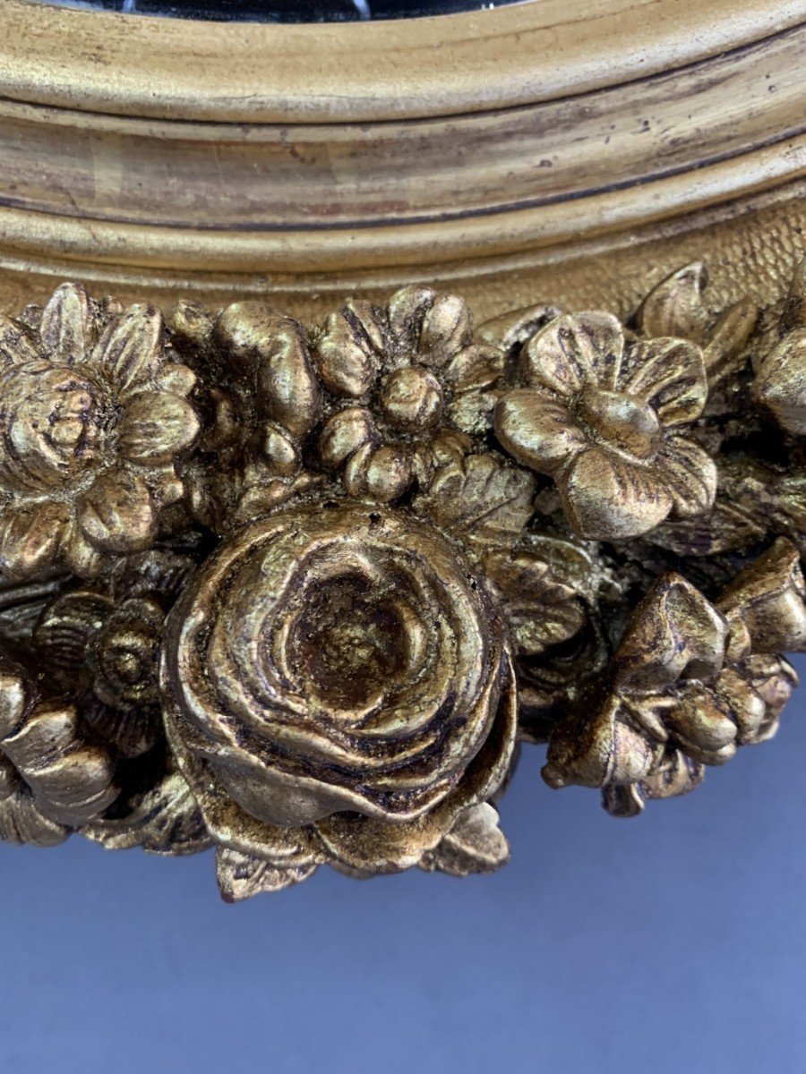 Golden Mirror With Floral Patterns 19th Century-photo-3