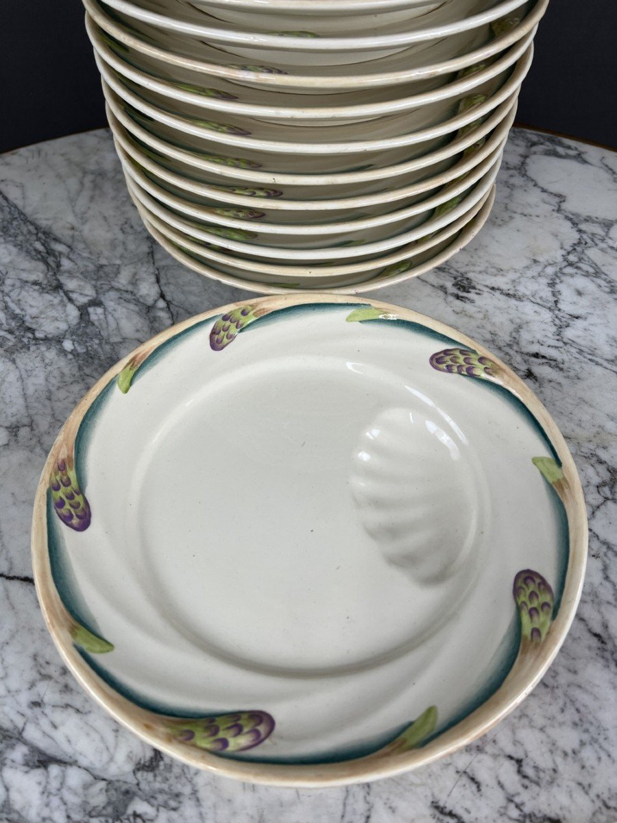 Plat Et 12 Assiettes Sarreguemines XIXe Siècle -photo-2
