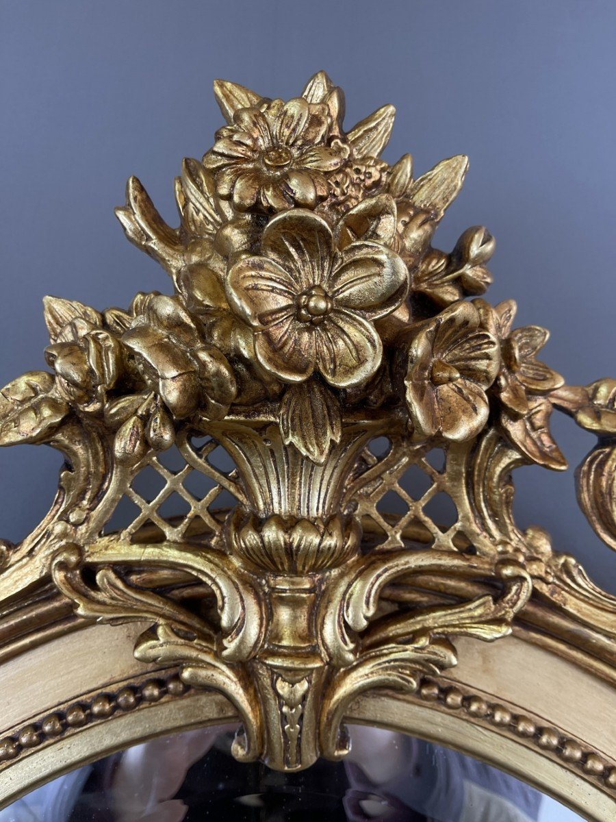 Oval Mirror In Golden Wood Napoleon III-photo-3