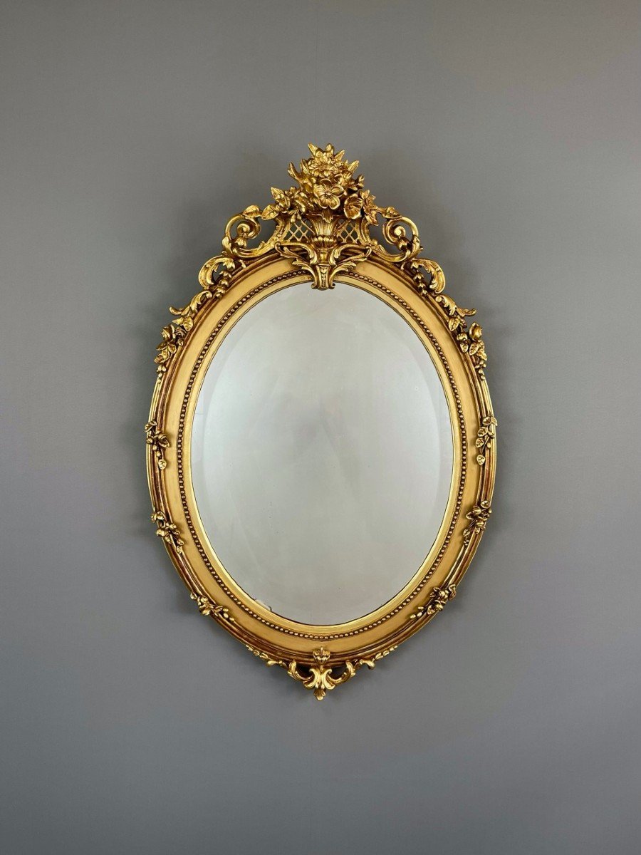 Oval Mirror In Golden Wood Napoleon III