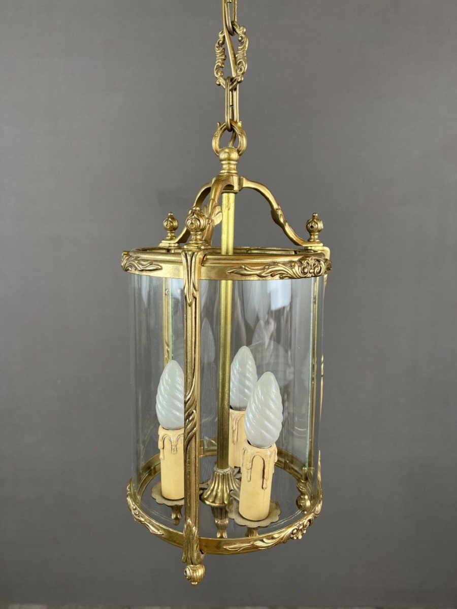 Louis XVI Style Lantern In Bronze And Glass 20th Century -photo-2