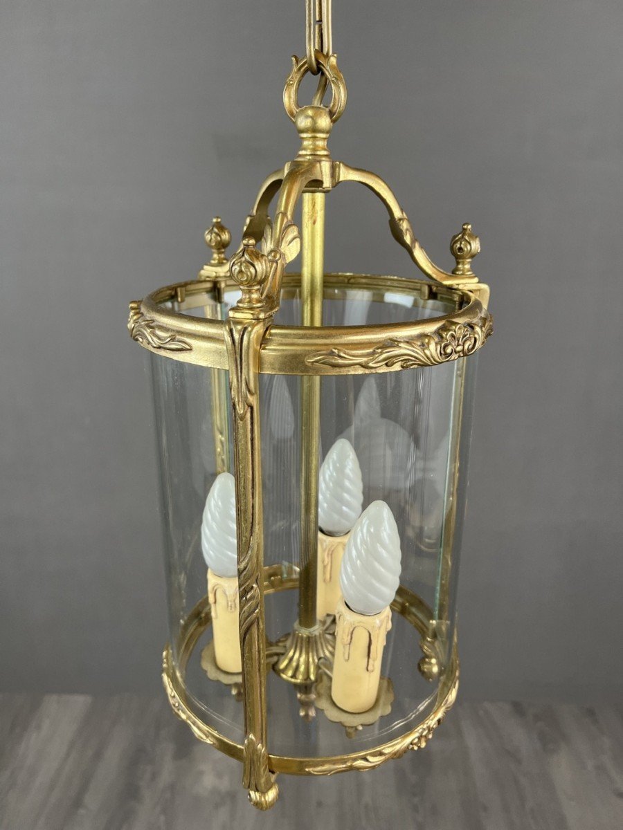 Louis XVI Style Lantern In Bronze And Glass 20th Century -photo-3