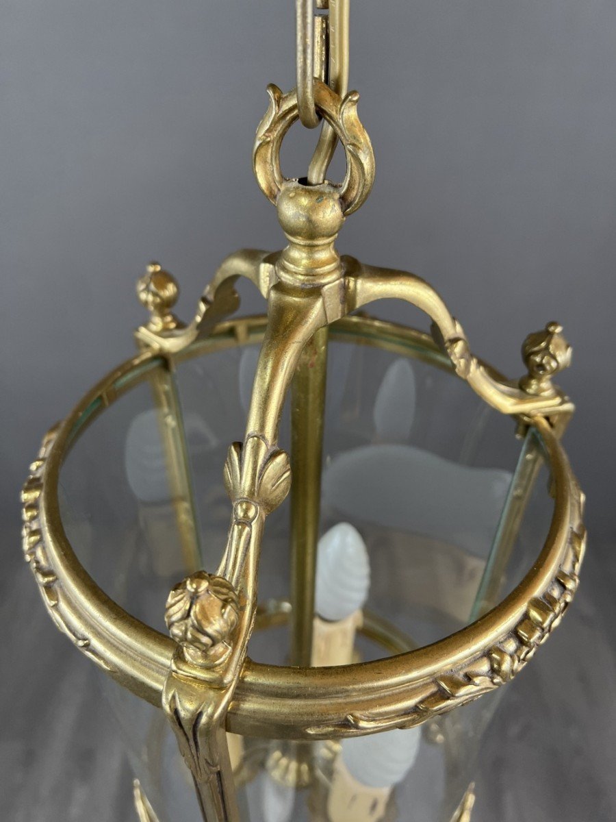 Louis XVI Style Lantern In Bronze And Glass 20th Century -photo-4