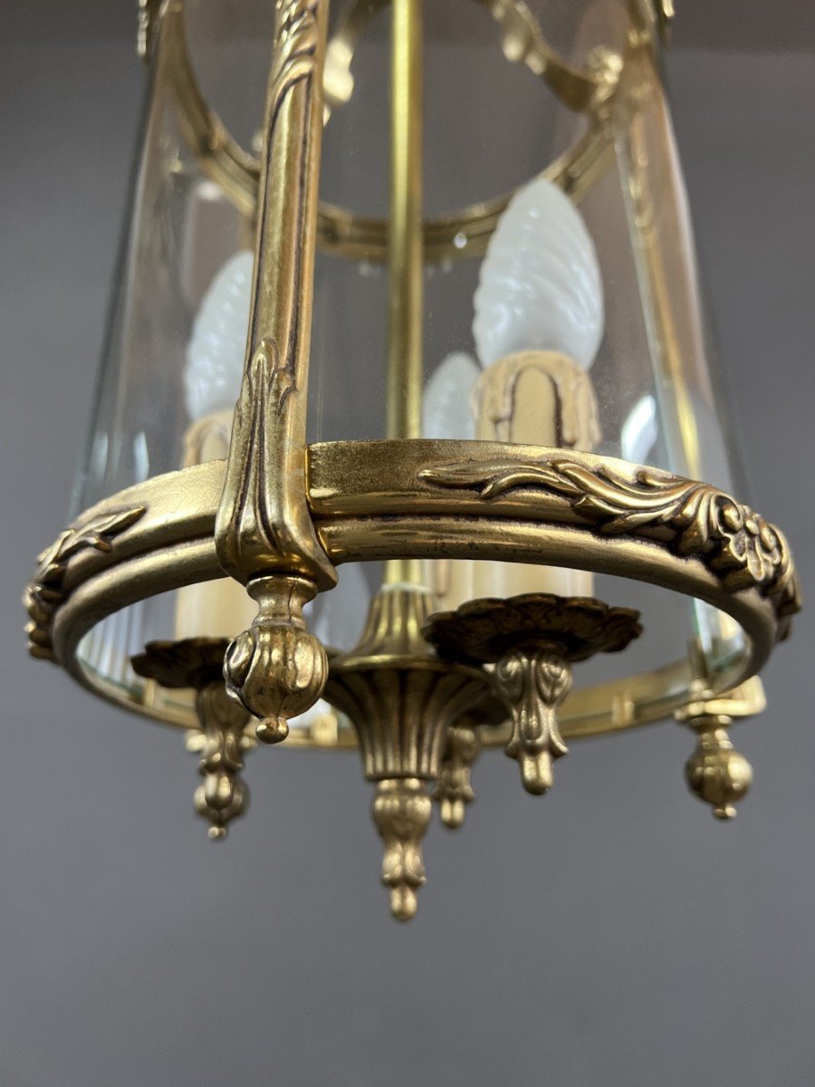 Louis XVI Style Lantern In Bronze And Glass 20th Century -photo-1