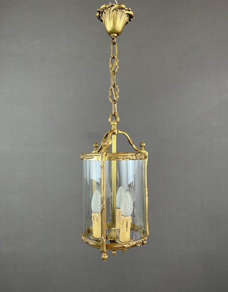 Louis XVI Style Lantern In Bronze And Glass 20th Century 