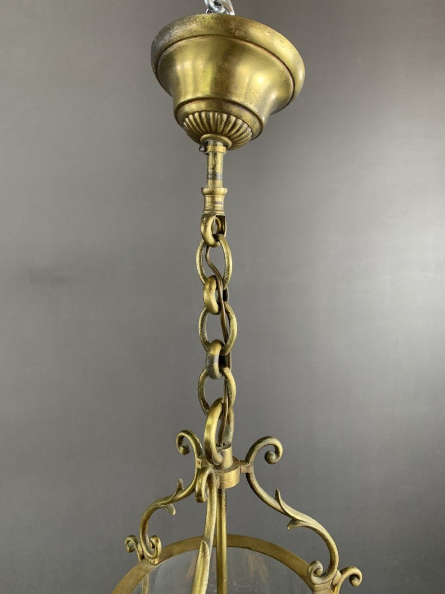 20th Century Brass And Glass Lantern Pendant -photo-3