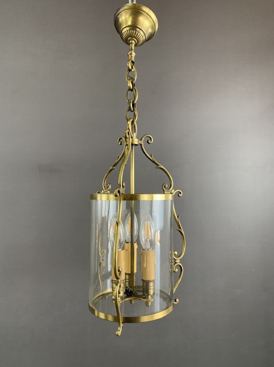 20th Century Brass And Glass Lantern Pendant 