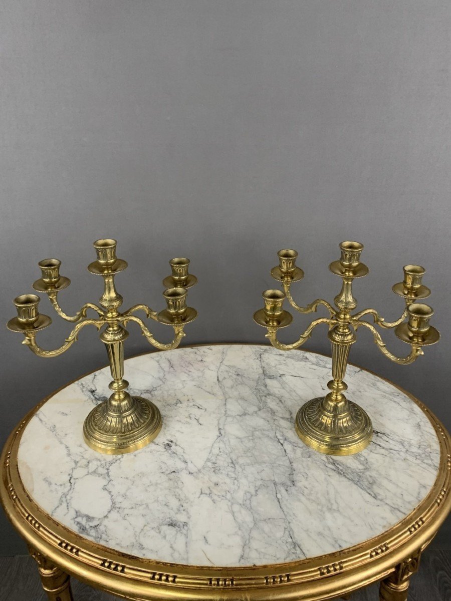 Candélabres Bougeoirs  En Bronze XIXe Siècle -photo-1