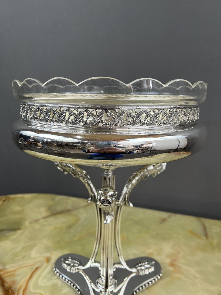 Coupe En Cristal De Baccarat Et Métal Argenté XIXe Siècle-photo-2