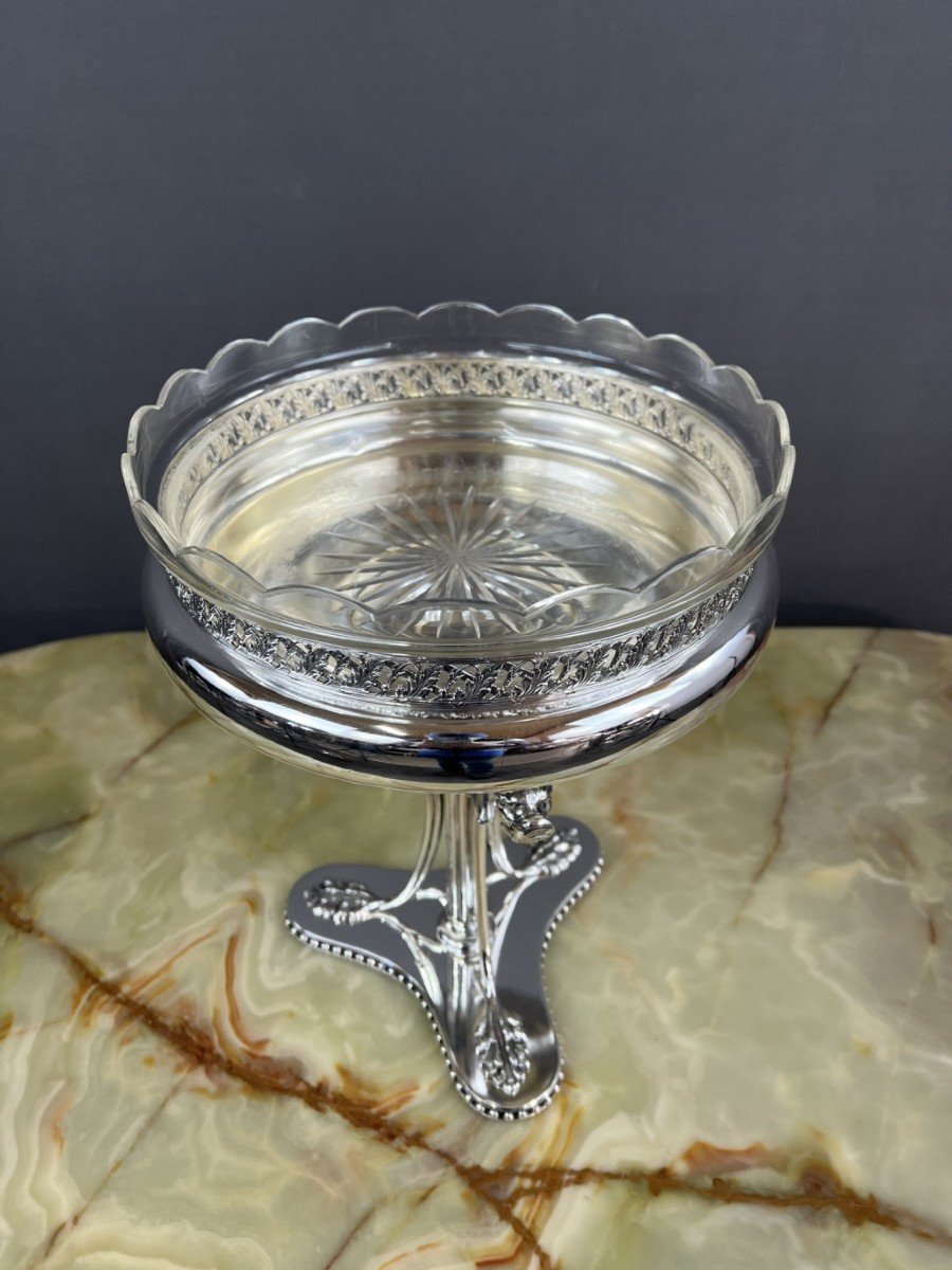 Coupe En Cristal De Baccarat Et Métal Argenté XIXe Siècle-photo-4