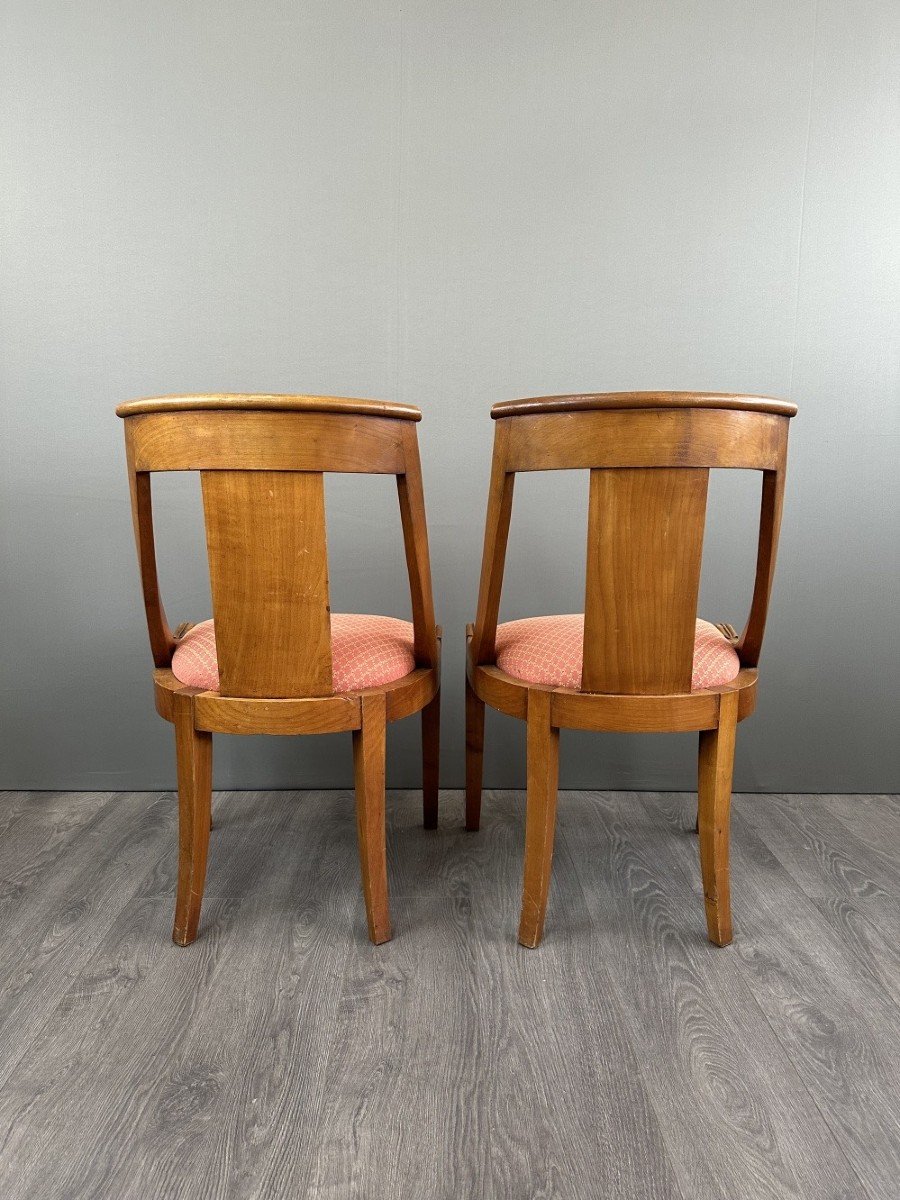 6 Chaises Gondole Style Empire En Bois XXe Siècle -photo-2