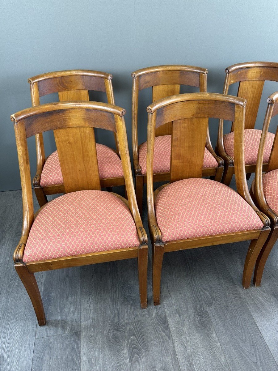 6 Chaises Gondole Style Empire En Bois XXe Siècle -photo-3