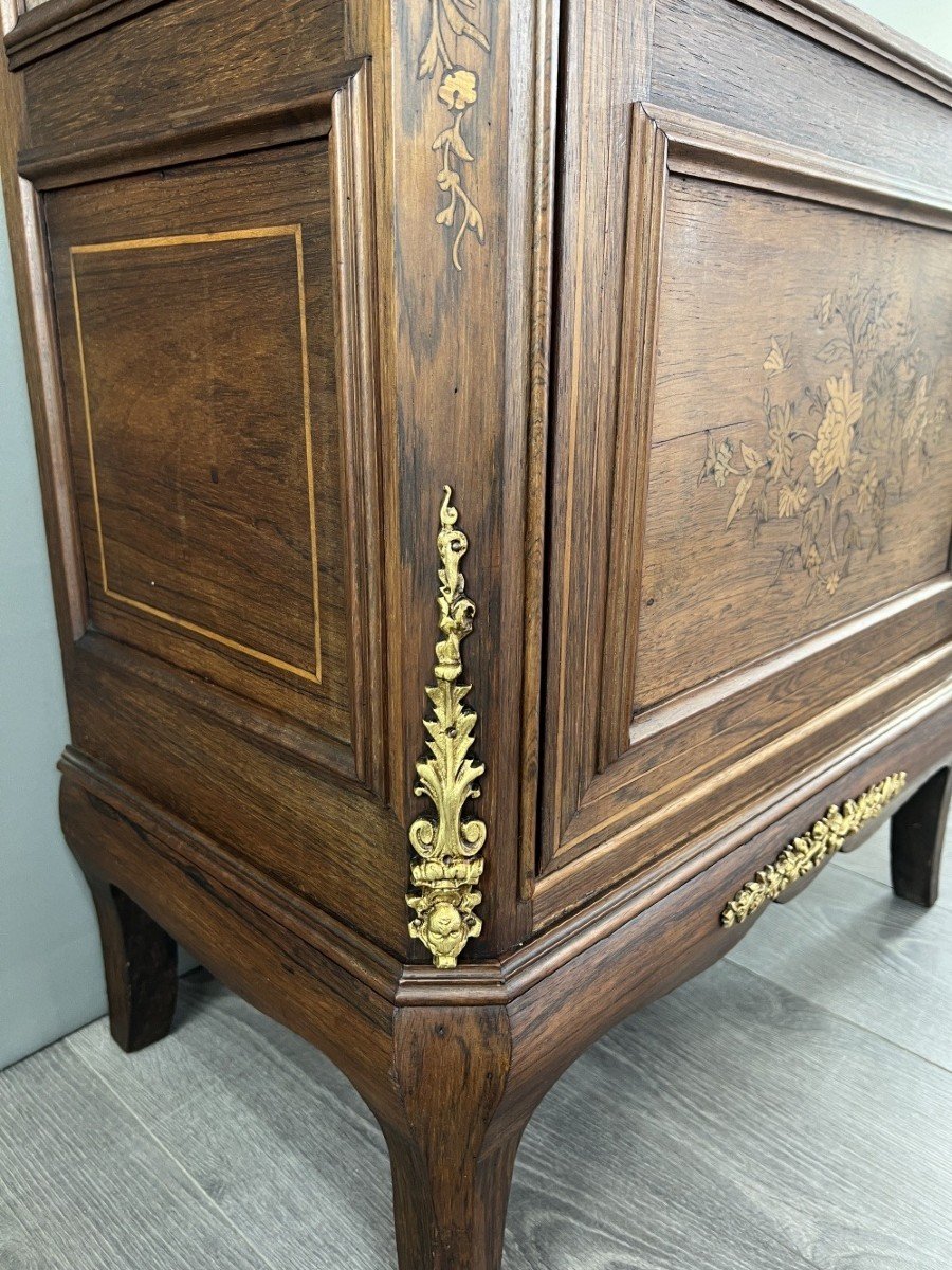 Antique Showcase In Marquetry And Bronze, 19th Century-photo-7