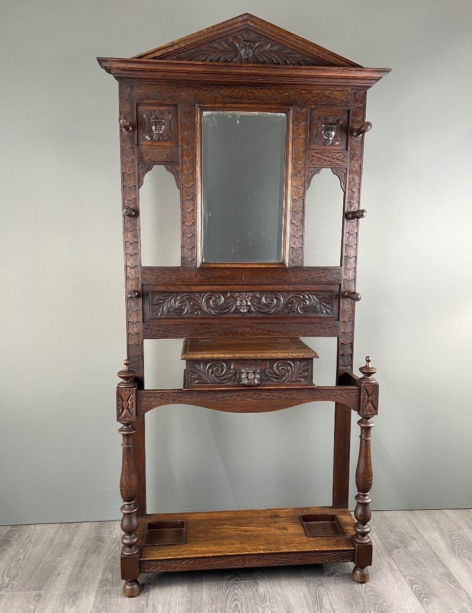  Porte Manteau En Chêne Sculpté, Style Néo-gothique, XIXe Siècle