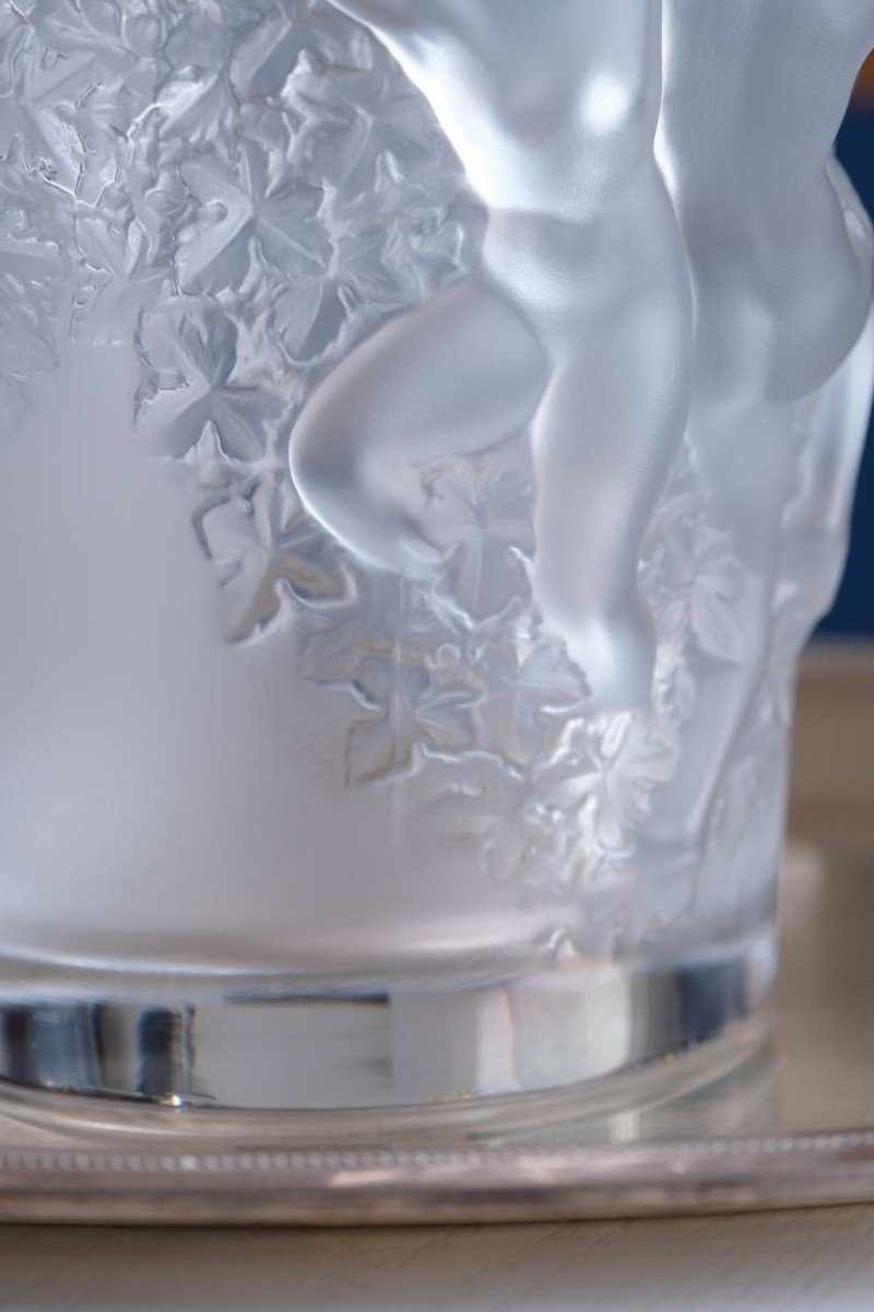 Seau à Champagne Vase “ganymède” En Cristal Par Lalique, XXe Siècle -photo-1
