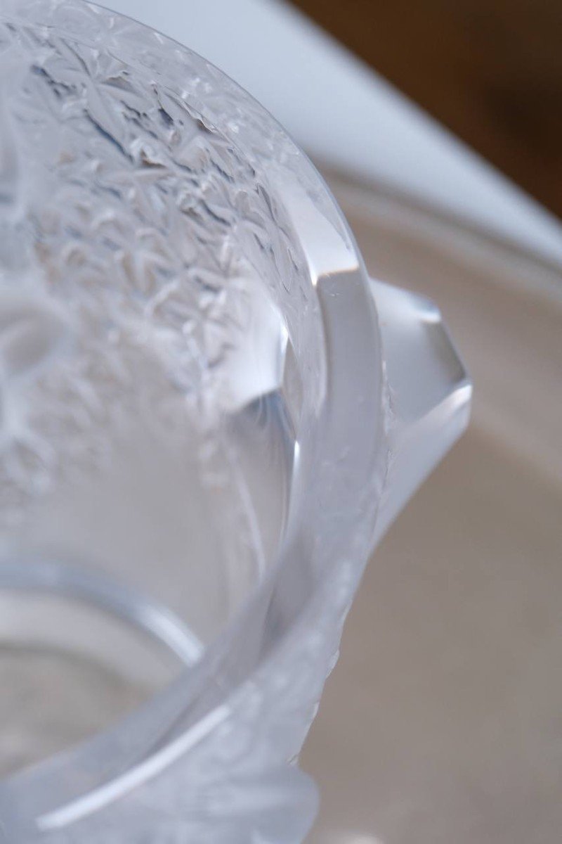 Seau à Champagne Vase “ganymède” En Cristal Par Lalique, XXe Siècle -photo-2