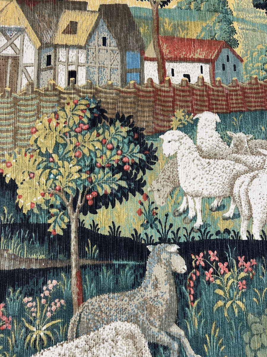 Tapisserie Murale, Scène Pastorale, XXe Siècle-photo-4