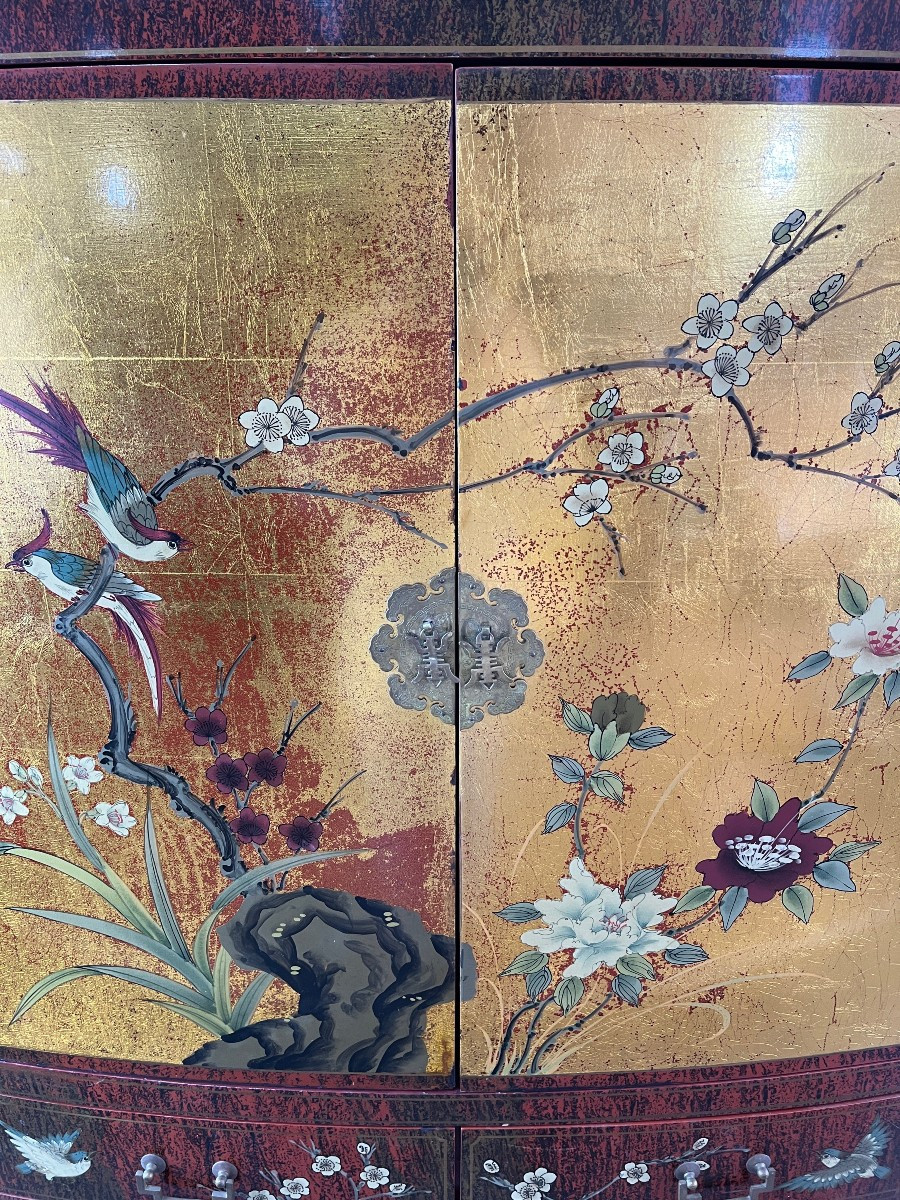 Asian Lacquered And Gilded Cabinet, Early 20th Century-photo-2