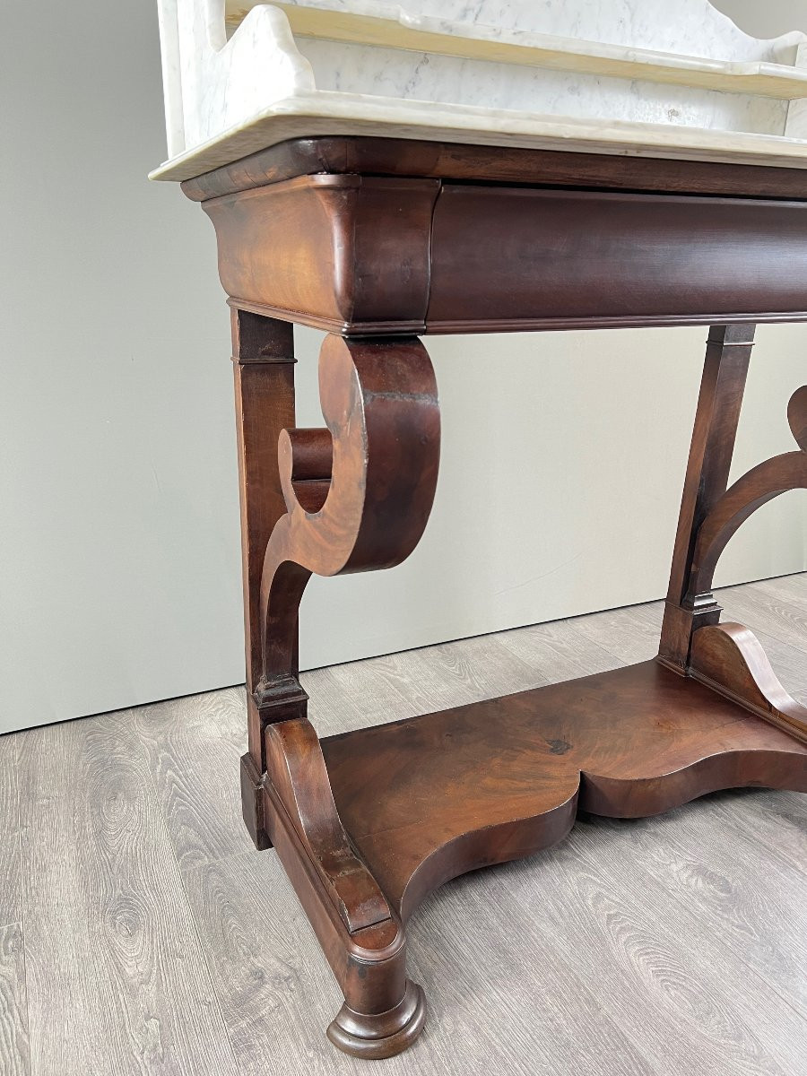 Console De Toilette En Acajou Et Marbre Blanc , Epoque Louis-philippe, XIXe Siècle-photo-4