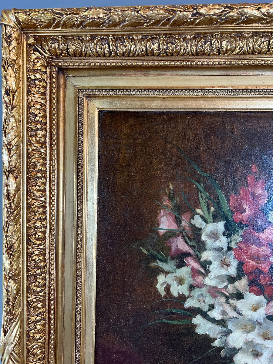 Tableau Huile Sur Toile Nature Morte Aux Fleurs , Aimé Perret (1846-1927)-photo-7